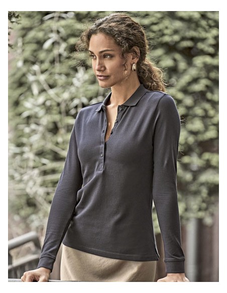 TEE-146-Womens Luxury Stretch Long Sleeve Polo 2